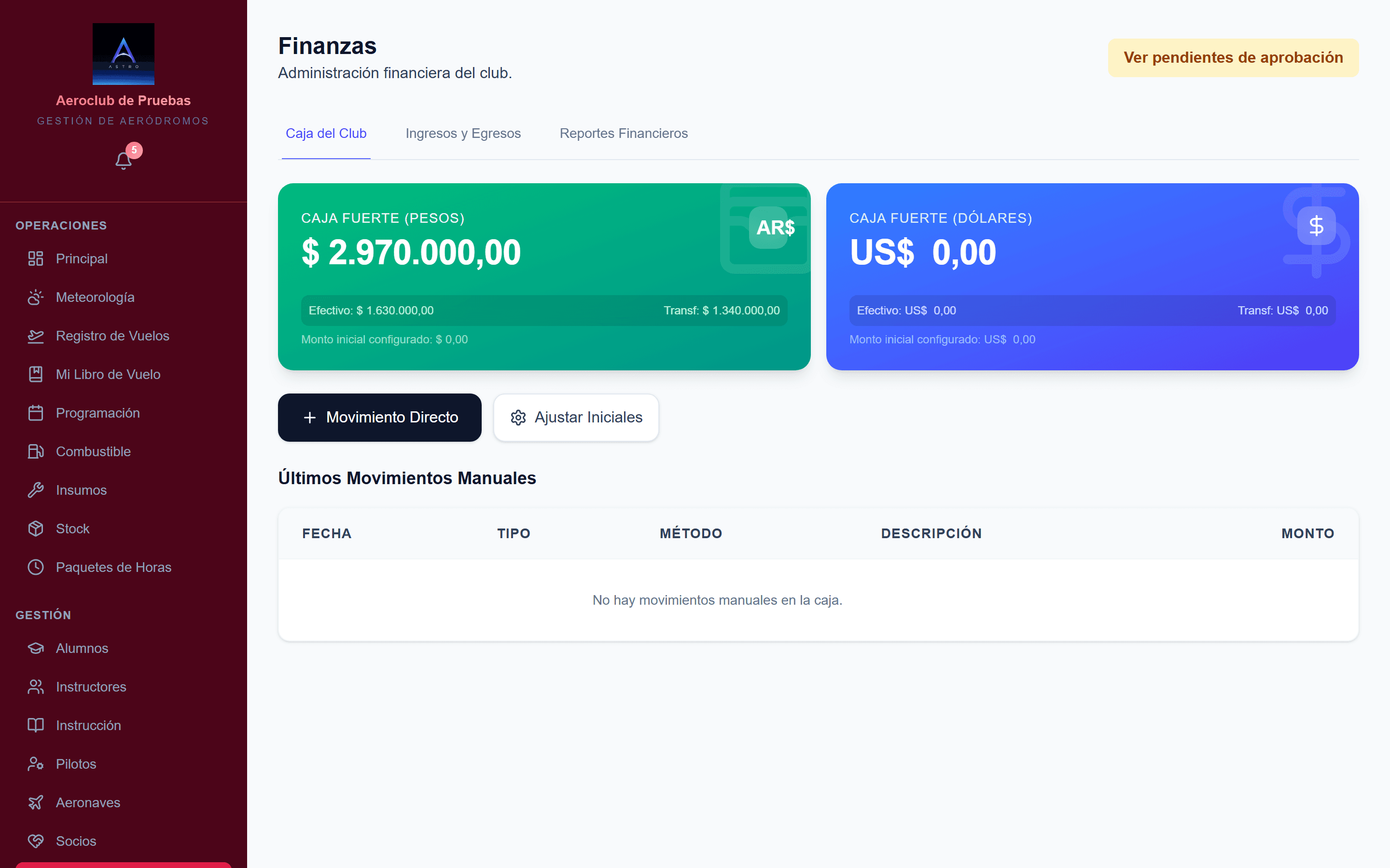 Astro Aero — Finanzas